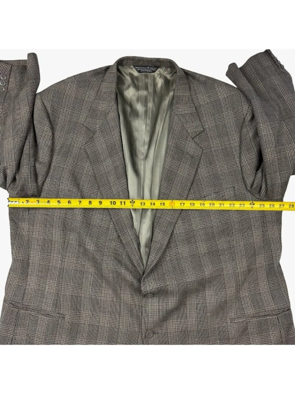 Pierre Cardin Men’s Wool 2-Button Blazer Gray Plaid Herrringbone • 56R